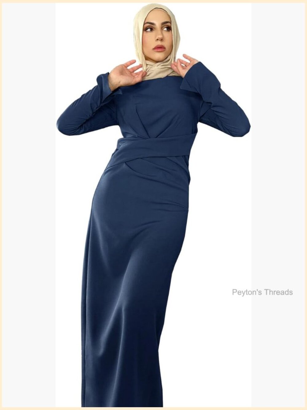 Women's Velvet Abaya Maxi Dress with Waistband Long Sleeve Prayer Gown - Picture 1 of 7